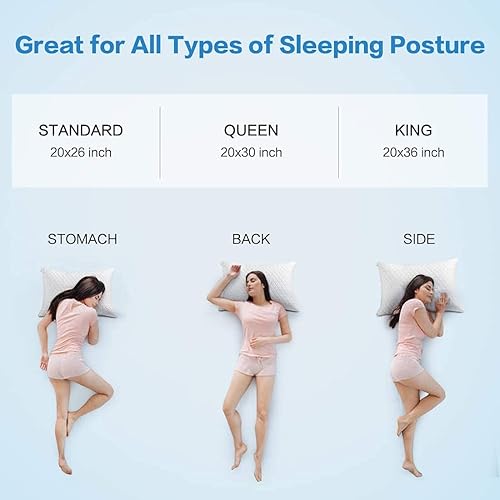 Miniatura 7 de Juego de 2 almohadas de espuma viscoelástica trituradas para dormir almohadas de cama tamaño Queen refrescantes ajustables buenas para dormir de