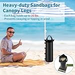 4 Sand Bags for Weight, Heavy Duty Sandbags for Canopy Legs, Extra Large Pop Up Tent Weights, Canopy Weight Bags for Gazebo, Outdoor Sun Shelter, Umbrella - Black, 6"×20", Without Sand - Image 5