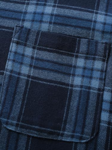 Esenchel Men's Cotton Flannel Henley Nightshirt Long Sleeve Nightgown4