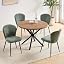 1 Walnut Table+4 Green Chenille Chairs