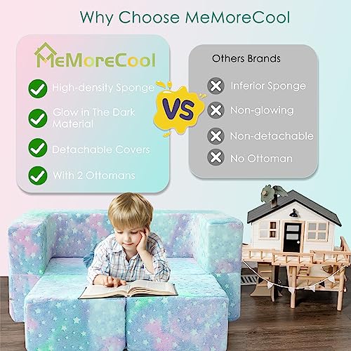 image for MeMoreCool Kids Play Couch for Playroom, Toddler Glow in Dark Sofa, Mo