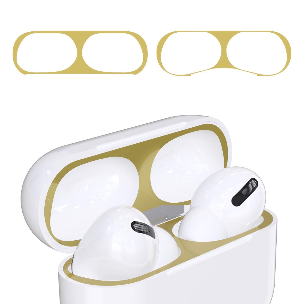 Autocollant Anti-poussière Métal Pour étui AirPods 1/2/3/Pro - Design à Rabat, Couleur Argent - 10