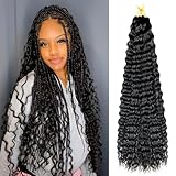 Ocean Wave Crochet Hair 24 Inch 7 Packs Deep Wave Curly Braiding Hair Extensions Synthetic Curly Crochet Hair For Black Women(24inch, 7pack, 1b)