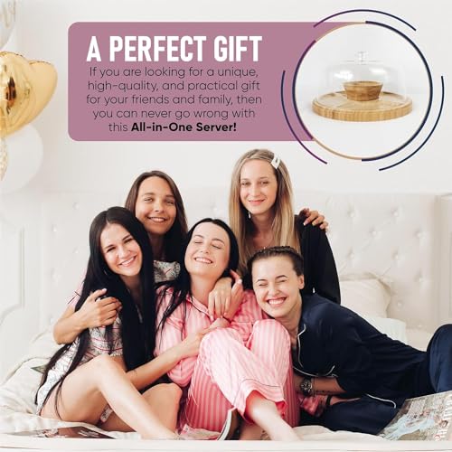 Bamboo Cake Stand with Dome Multi Function 6 in 1 Cake Holder Serving Platter, (30cm) Round Veggie Stand and Salad Bowl, Decorative Display Cake Stand with Lid - Cosy Home Interiors Bamboo Cake Stand with Dome Multi Function 6 in 1 Cake Holder Serving Platter, (30cm) Round Veggie Stand and Salad Bowl, Decorative Display Cake Stand with Lid - Image 7