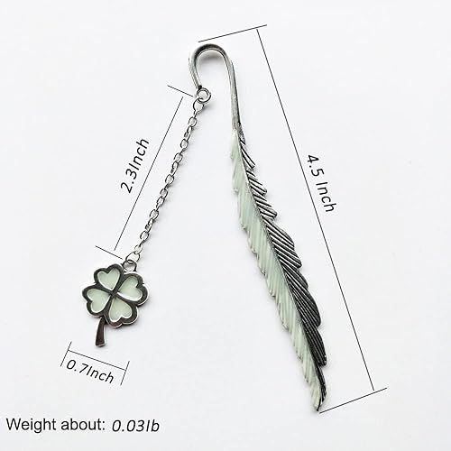 Miniatura 2 de Marcapáginas luminoso de metal, marcapáginas que brilla en la oscuridad con colgante de flores 3D para mujeres, amantes de los libros de profesores,