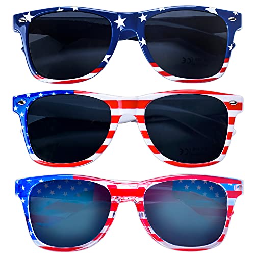 Donse 3 Pairs American Flag Sunglasses, 4th of July Decorations Frame Sunglasses for Women Men Teens, Patriotic Party Favors Supplies Independence Day Memorial Day Decorations 4th of July Accessories2