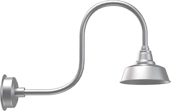 Cocoweb 10" Farmhouse Gooseneck Barn Light with Antique Arm in Silver