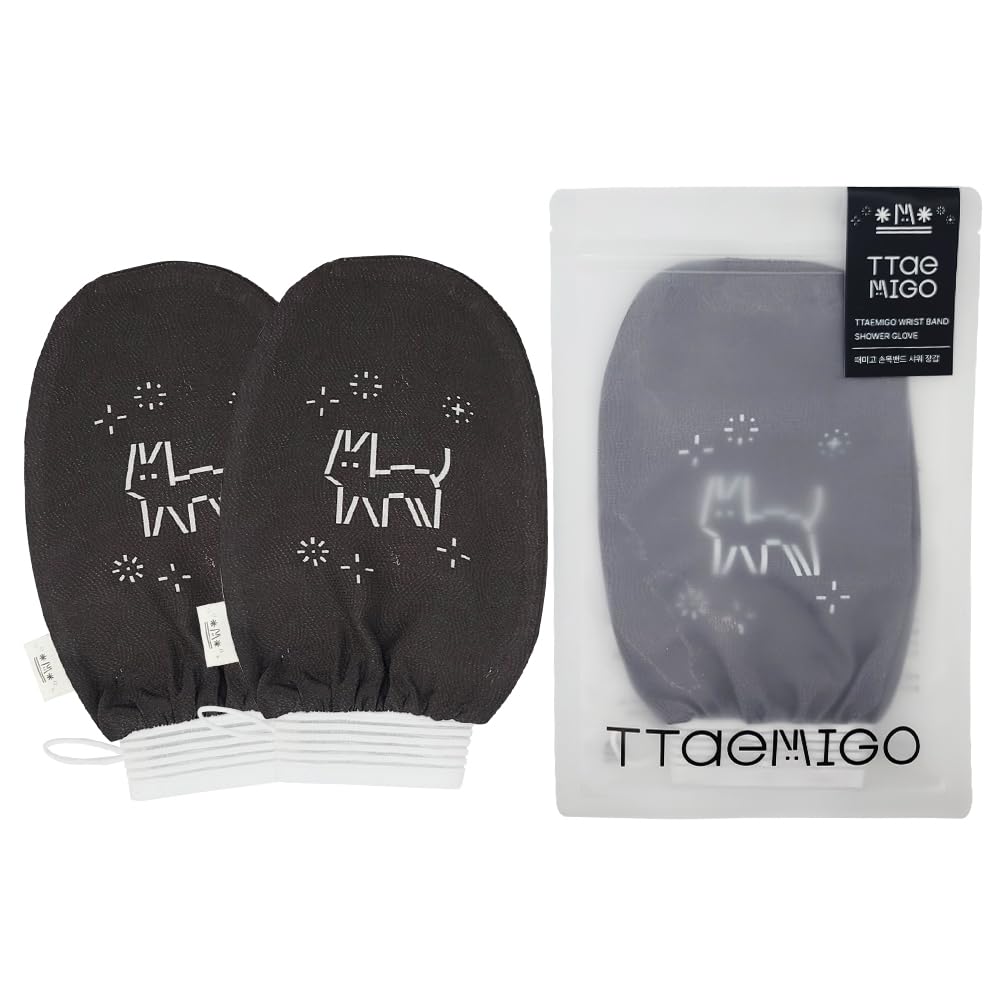 Ttaemigo Band Black Exfoliating Mitt for Body (2pc) – ttaemigo is a premium exfoliating mitt made from the secret exfoliation method of the Korean royal family.Remove dead skin & Keratosis Pilaris