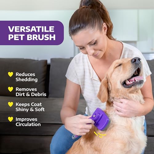 Hertzko Self Cleaning Slicker Brush for Dogs and Cats - Pet Hair Brush for Shedding Long and Short Hair - Easy Clean Retractable Bristles - Cat and Dog Grooming Tool - Purple - Image 3