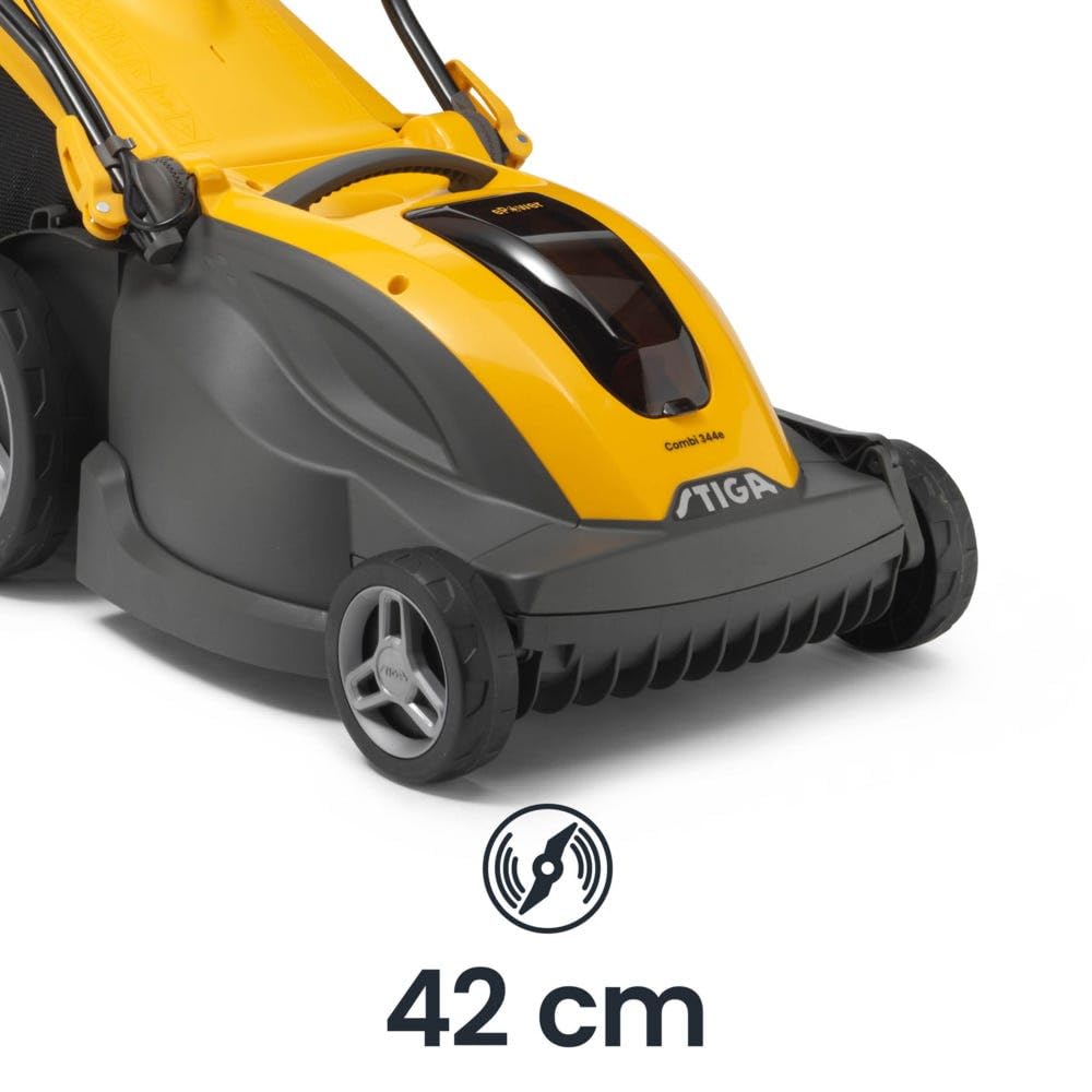 STIGA Combi 344e Kit Akku-Rasenmäher, 48 V, 5 Ah, 42 cm – 50 l Grasfangkorb, 6 Schnitthöhen – Rasenflächen bis 450 m²