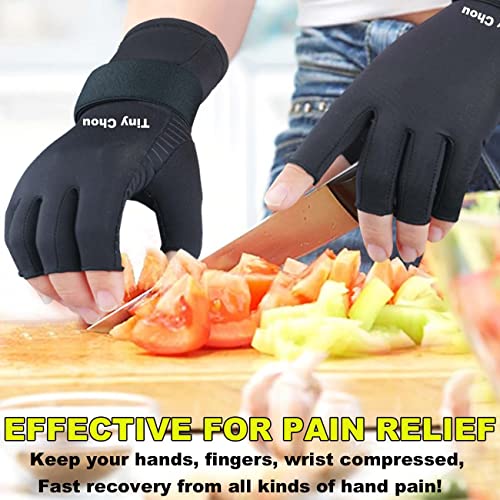 2 Pairs Pack Compression Gloves For Women Men, Copper Arthritis Gloves For Hand Pain Relief, Carpal Tunnel Wrist Support, Rheumatoid, Joint Swelling,Fingerless For Computer Typing(Small/Medium) #TOP4