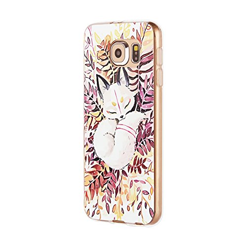 SWEES Phone Case Compatible Galaxy S6 (2015 Released), Slim Thin Soft Silicone Gel TPU Case Special 3D Relief Printing Pattern Design Scratch Resistant Full Protective Back Cover, Silver Fox
