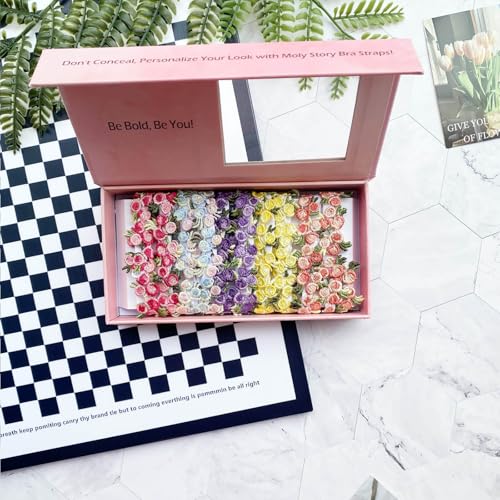 Removable Invisible Floral Bra Straps,Decorative Bra Straps Replacement,Shoulder Straps for Women Tops Dress,5 Pairs Pack3