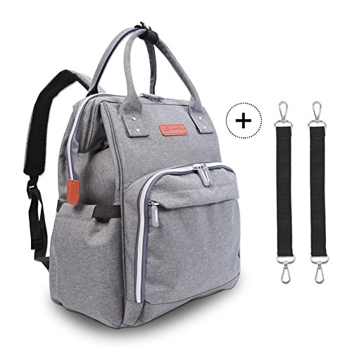 Diaper Bag Backpack - Polaris Multi-Function Maternity Nappy Bags for Baby Care | Travel Backpack with Large Capacity, Stroller Straps, Waterproof Cover - Durable and Stylish (Grey)