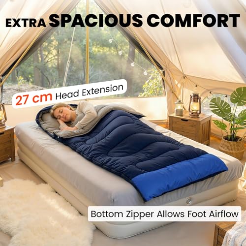 Sac de couchage 300 g/m² Outsunny avec section tête isolante et zippée - 5