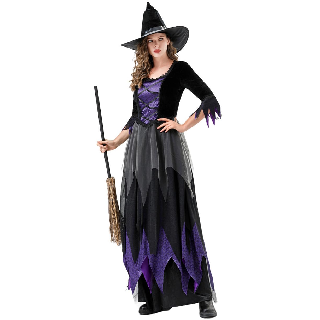 Disfraz De Bruja para Halloween, Disfraz De Terror Parca Demonio Vampiro Cosplay Accesorios