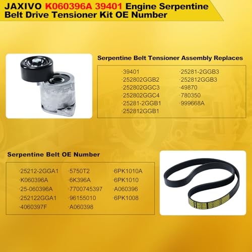 Image of K060396A Serpentine Belt Drive Tensioner Pulley Kit Fit for 19-20 Santa Fe,16-18 Santa Fe Sport,15-19 Sonata,16-20 Optima,17-22 Sportage,2.0L /2.4L Gas,Replace 252802GGB2,252802GGC3