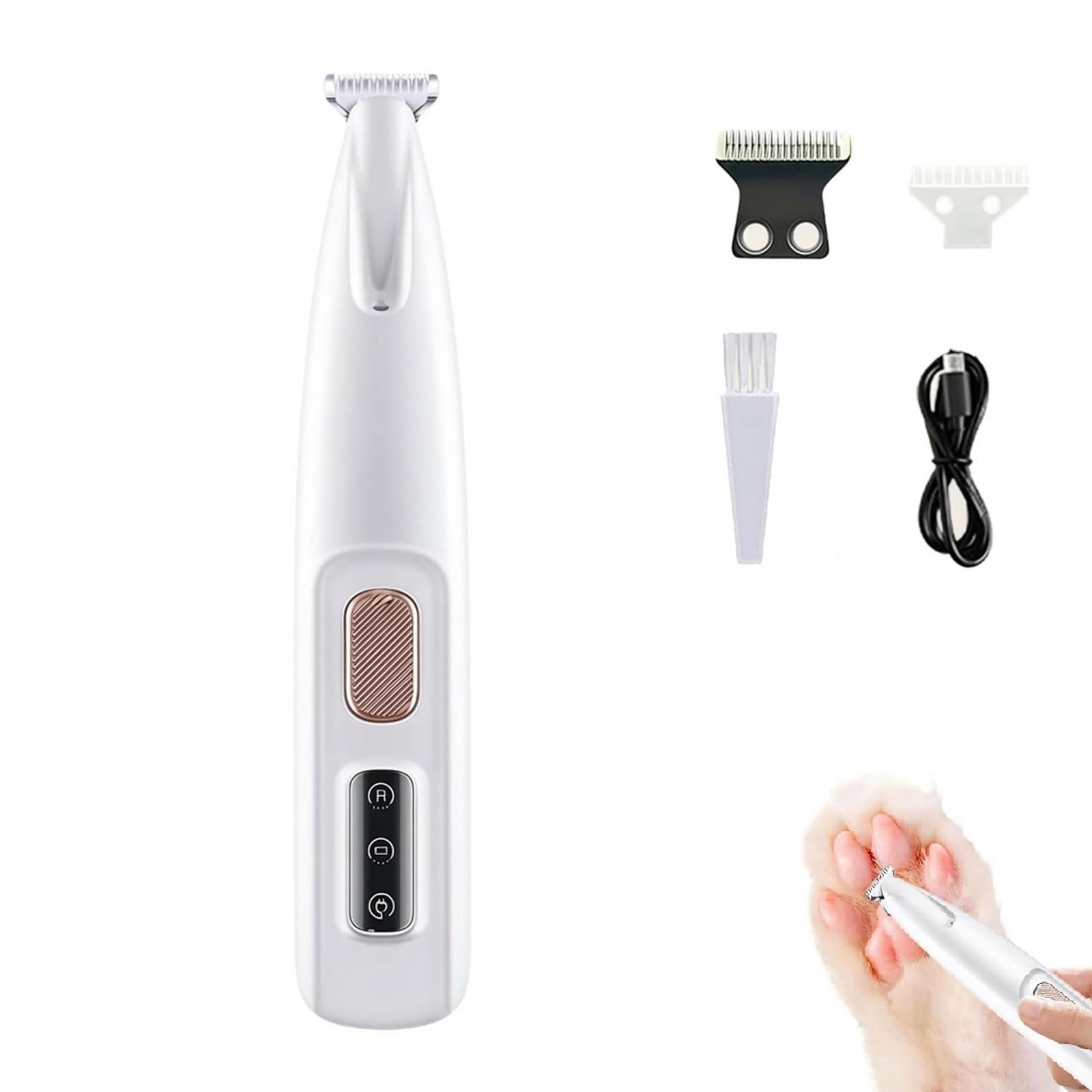 Patounet Tondeuse, de Precision Pour Chat, 35 db À Faible Bruit, Lames Douces, Sûres et Hypoallergéniques, Rechargeable Par Usb, Comprend un éclairage LED, Compact et Pratique (1PC)