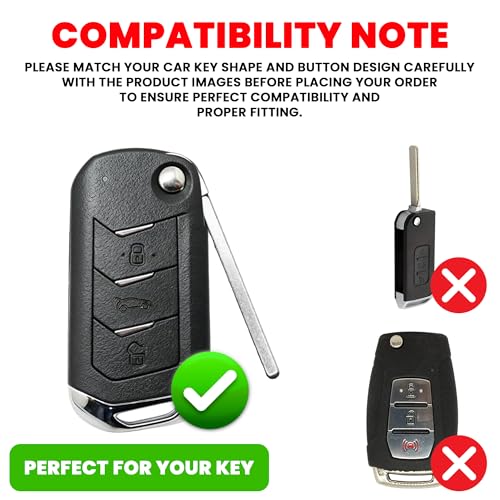 Image of Premium Metal Leather Key Cover Compatible with Mahindra Scorpio, Marazzo, Xuv 300, Xuv 700 Xuv 400 Ev, Bolero, Thar, Tuv 3 Button Flip Key Full Leather and Metal Protection with Keychain