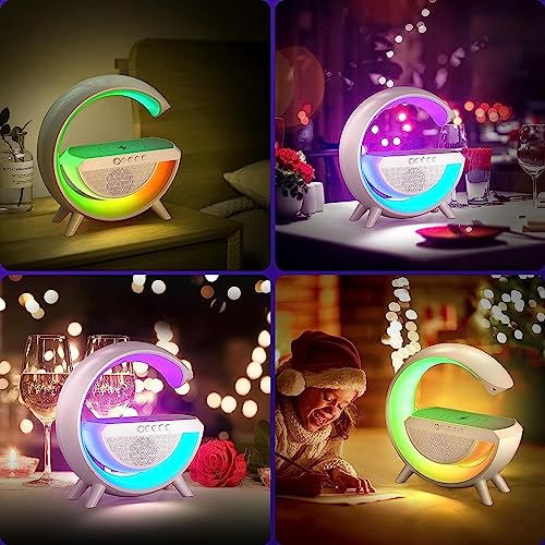 Image of Desidiya G Speaker Lamp - APP Control 3 in 1 Multi-Function Bluetooth Speaker with Wireless Fast Charging, RGB Light and Sunrise Alarm Clock for Bedroom & Bedside Table