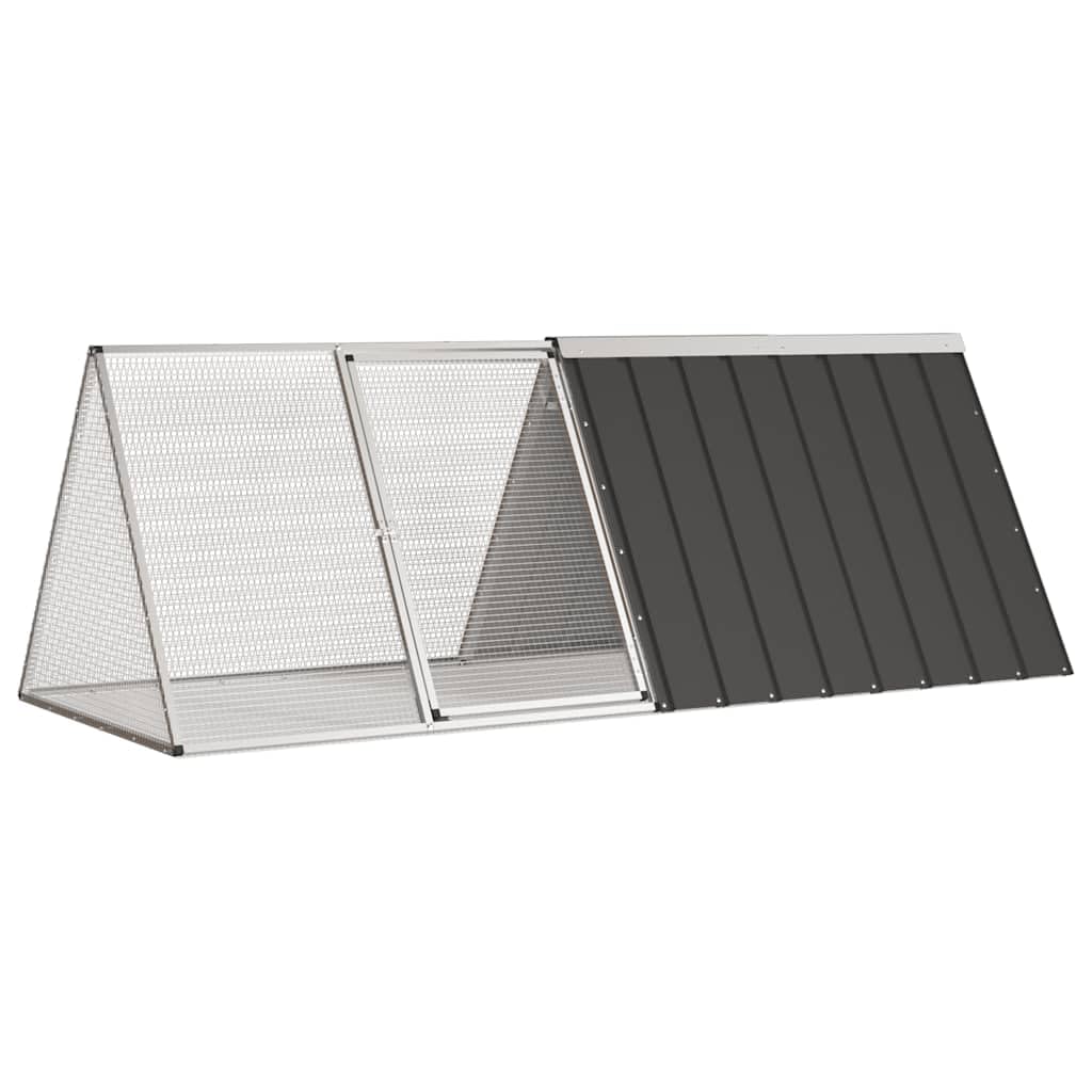 Kaninchenkäfig, Anthrazit, 201,5 x 80,5 x 71 cm, verzinkter Stahl – Hasenstall All-in-One mit verschließbarer Tür, belüftetes Design für Spiel und Übung