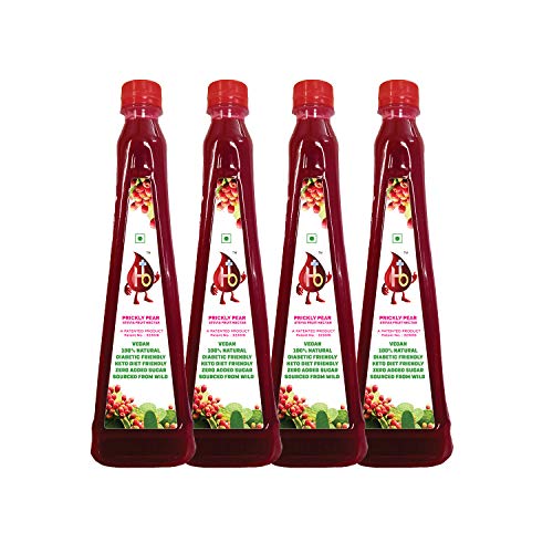 Image of HB+ Prickly Pear Fruit Juice for Healthy Pregnancy & Chemotherapy, No Added Sugar, Sweetened with Stevia, Red, (Pack of 4)