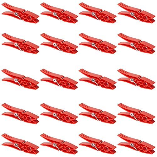 Lot de 20 pinces à linge en plastique Rouge Cover