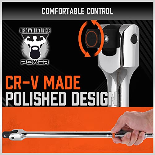 Image of HORUSDY 3-Piece Breaker Bar Set with 180 Rotatable Head, 1 /4'', 3 /8'' and 1 /2'' Drive, 6'', 10'', 15'' Length, Heavy Duty Breaker Bars with Chrome Vanadium Steel