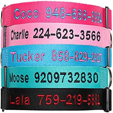 FlowerTown Personalized Dog Collar with Embroidered Name and Phone Number, Custom Dog ID Collars 4 Adjustable Sizes with Safety Release Buckle and D-Ring (Normal), Blue