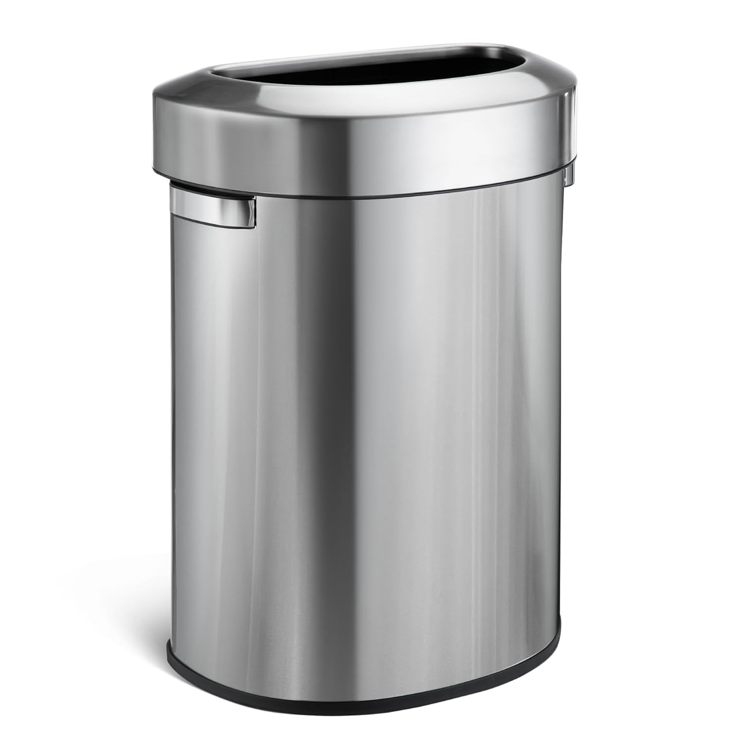 Home Zone Living 18 Gallon Open Top Trash Can for Commercial and Office Use Semi-Round Flat Back Design