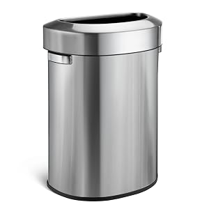 Home Zone Living 18 Gallon Open Top Trash Can for Commercial and Office Use Semi-Round Flat Back Design