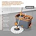 Casabella Microfiber Spin Mop and Bucket System with Replacement Head Refill, Graphite/Orange