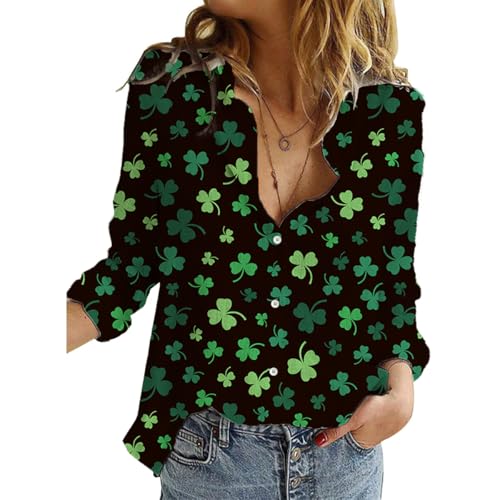 St Patricks Day Button Down Shirts for Women Funny Irish
