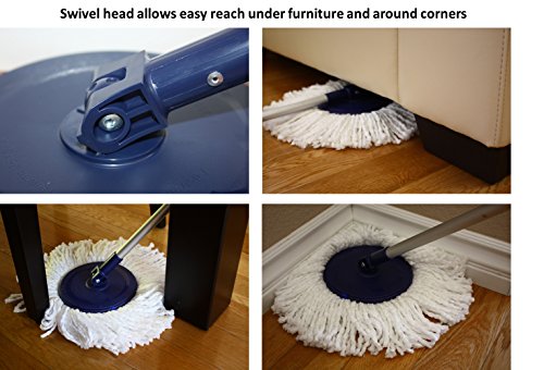 Twist and Shout Mop - Award Winning Original Hand Push Spin Mop - Life Time Warranty (2 Microfiber Mopheads Included)