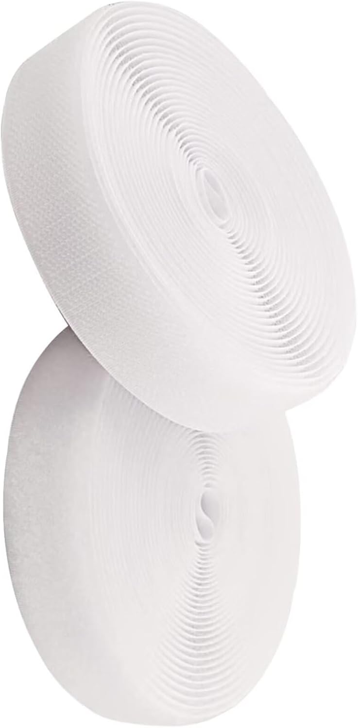 Sew On Hook and Loop Tape No Adhesive Back Nylon Strips Fabric Fastener Non-Adhesive Interlocking Tape for DIY Craft Sewing Fabric Clothes Shoes Wallets(3/4 in Wide 33 Ft White)