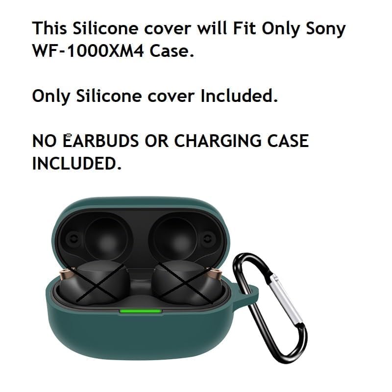 Image of Silicone case Compatible with Sony WF-1000XM4 Earbuds Cover, Soft, Shockproof (Fits only Sony WF-1000XM4 Earbuds case, ONLY Silicone Cover Included) (Dark Green)