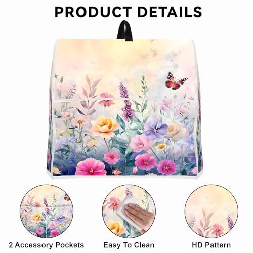 Image of 4.5 qt and All 5 qt Kitchen stand mixer Dust Cover, Kitchen Appliance Protective Covers with Top Handle and Pocket, Colorful flowers