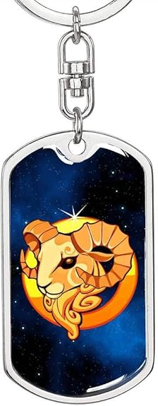 Zodiac Sign Aries - Luxury Dog Tag Keychain