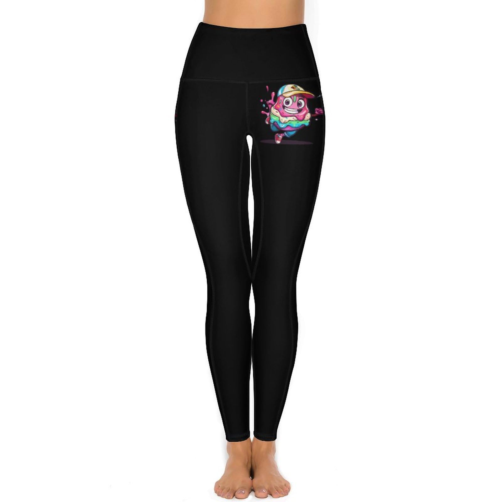 Pantaloni da Yoga da Donna Running Run Cream Ice Cream, Leggings da Allenamento con Controllo Addominale, Pantaloni Lunghi da Palestra a Vita Alta