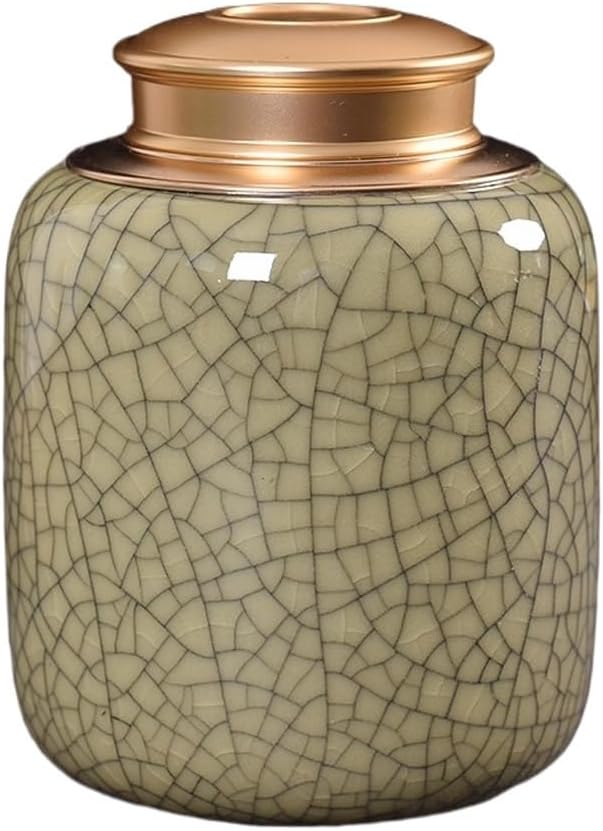 SONGCHAO Sugar Jar Celadon Tea Cans, Large Sealed, Black and Green Storage Ceramic, Home Sets Tea Canister(C)