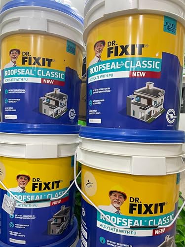 Image of DrFixit Roofseal Classic New 20 Litre - Terracotta Color Waterproof Roof Coating with Nanofiber Technology, Surface Temperature Reduction up to 10, 450-500 Microns Thickness
