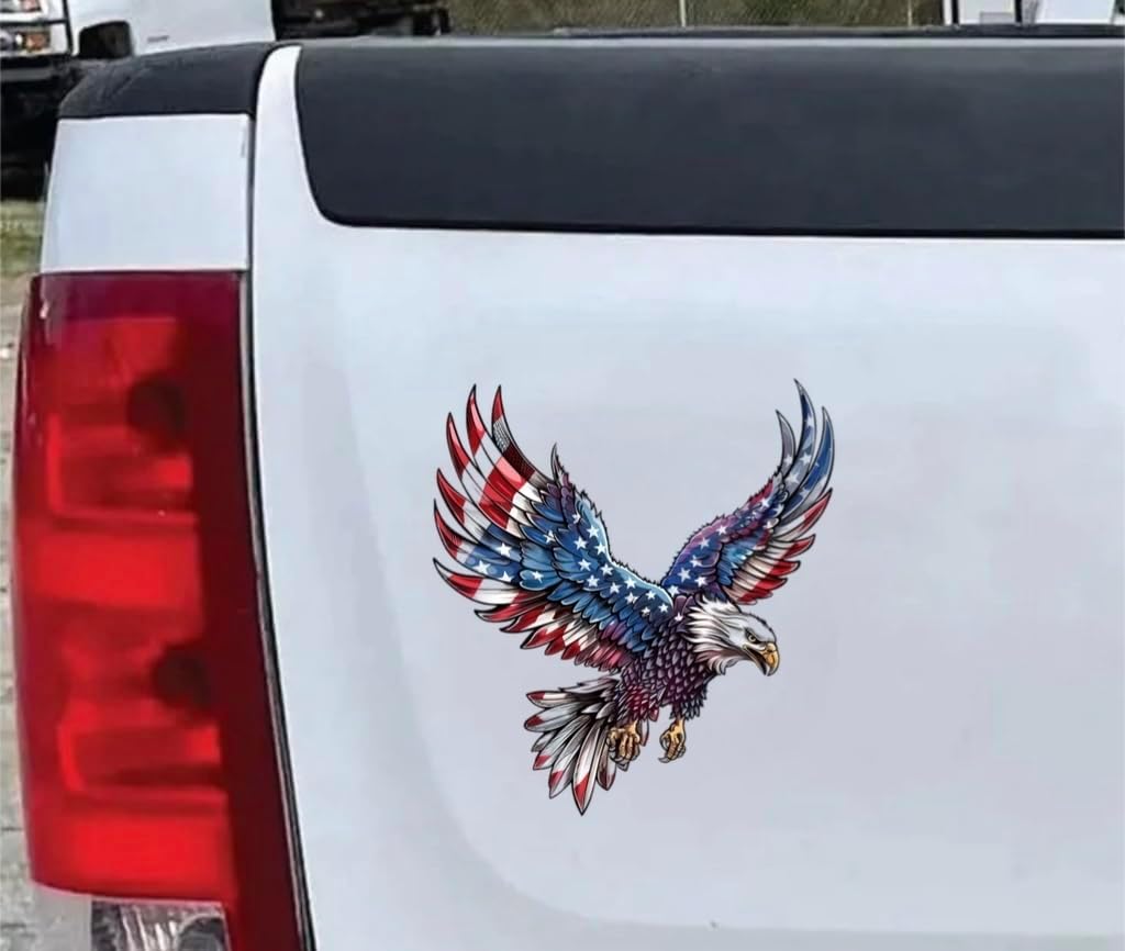 American Eagle Car Sticker with Flag, Patriotic USA Decal, Eagle with American Flag Vinyl Sticker for Cars, Trucks, Laptops, and More. USA Pride and Freedom Inspired Design, Durable, Weatherproof - Image 4