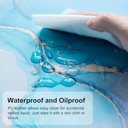 QIYI Large Mouse Pad, PU Leather Desk Mat for Desktop, Waterproof Gaming Desk Pad, Marble Full Desk Accessories Keyboard Mousepad, Abstract Art Home Office Décor 31.5" x 15.7" - Blue Pink Fluid by QiyI - Used condition - Image 4