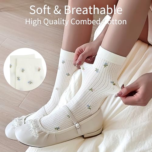 Image of Women's Cute Crew Socks, Casual Athletic Cotton Bowknot Cherry Calf Novelty Socks for Women