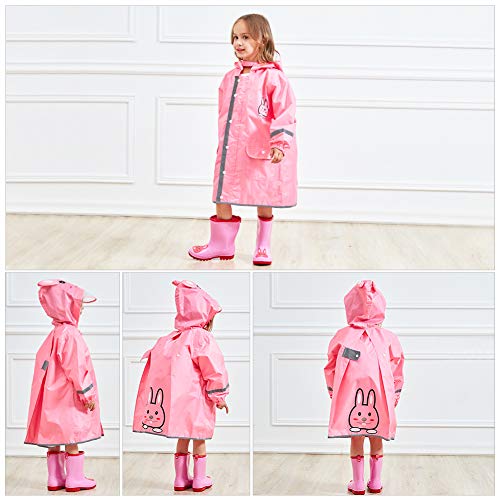 Image of SSAWcasa Rain Poncho Kids,Toddler Poncho with Hood,Waterpoof Rain Jacket Coat,3D Cartoon Children Rainwear for Girl Boy