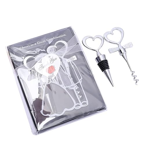 ycyingcheng Retro Keychain Bottle Opener, Love Heart Shaped Corkscrew Bottle Opener Set Wine Bottle Stopper Wedding Decorations for Kitchen Restaurant Chateau and Bars