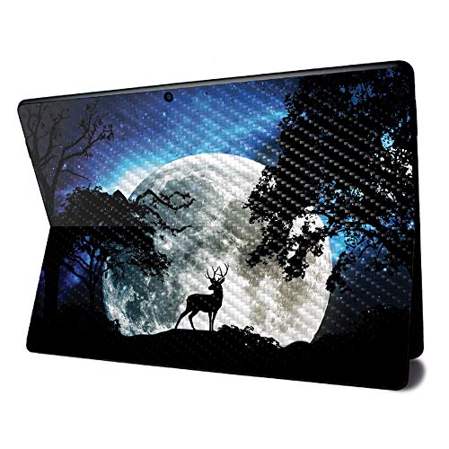 Image of MightySkins Carbon Fiber Skin for Microsoft Surface Pro X - Moonlight Deer | Textured Carbon Fiber Finish | Easy to Apply, Remove, and Change Styles | Made in The USA
