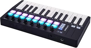 Controlador de teclado MIDI BT inalámbrico de 25 teclas para prácticas de entrenamiento, color negro
