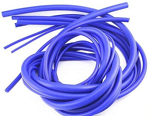 QIKE Universal 3mm/4mm/6mm/8mm/10mm/12mm /14mm/Inner Diameter High Performance Silicone Vacuum Hose Tube Kit (black) (blue, 7size)