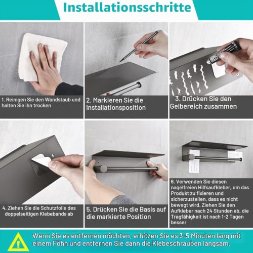 HANFU Küchenrollenhalter Wandmontage, Küchenpapierhalter Ohne Bohren – Ansicht 3
